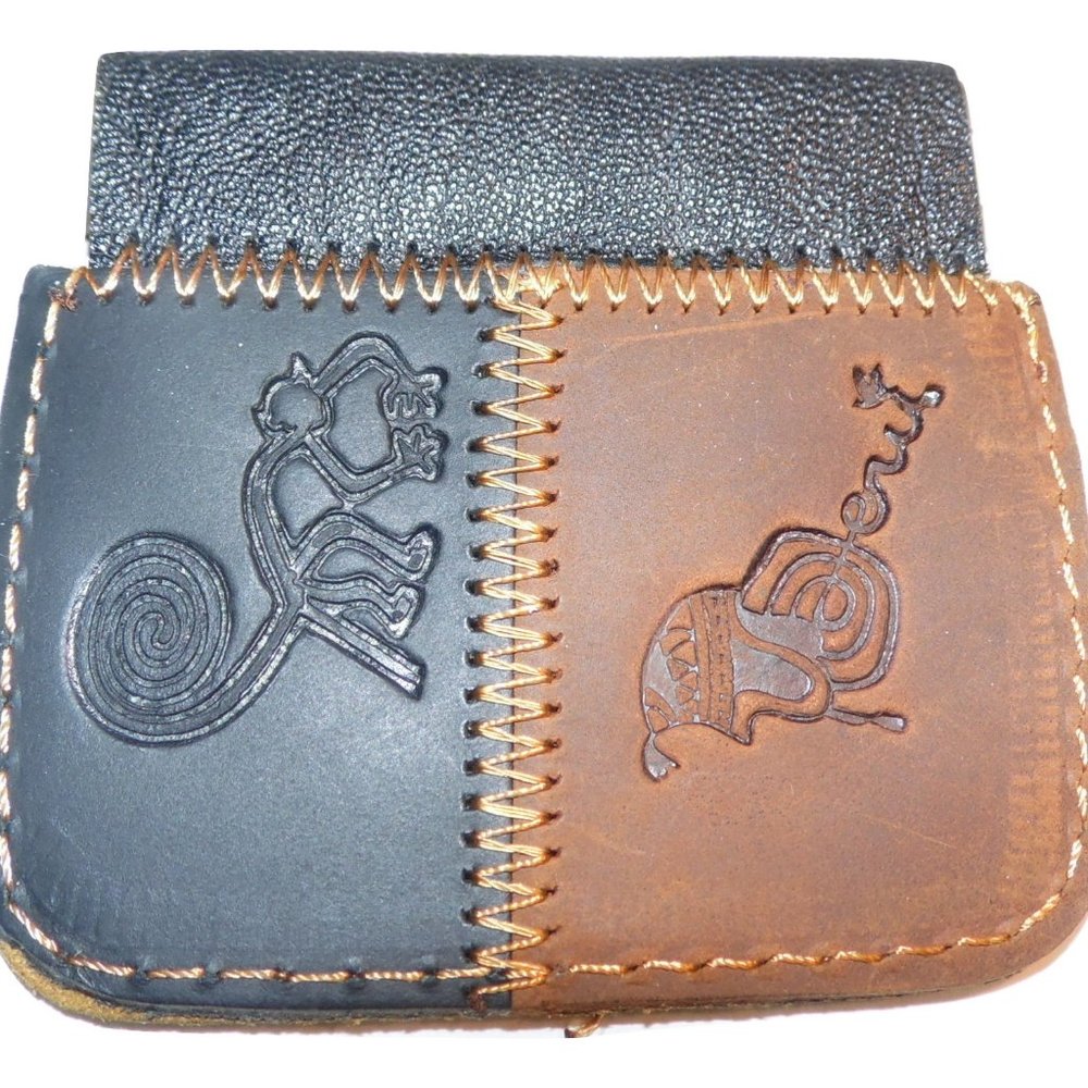 Coin Push Snap Wallet Leather Nazca Lines Designs
